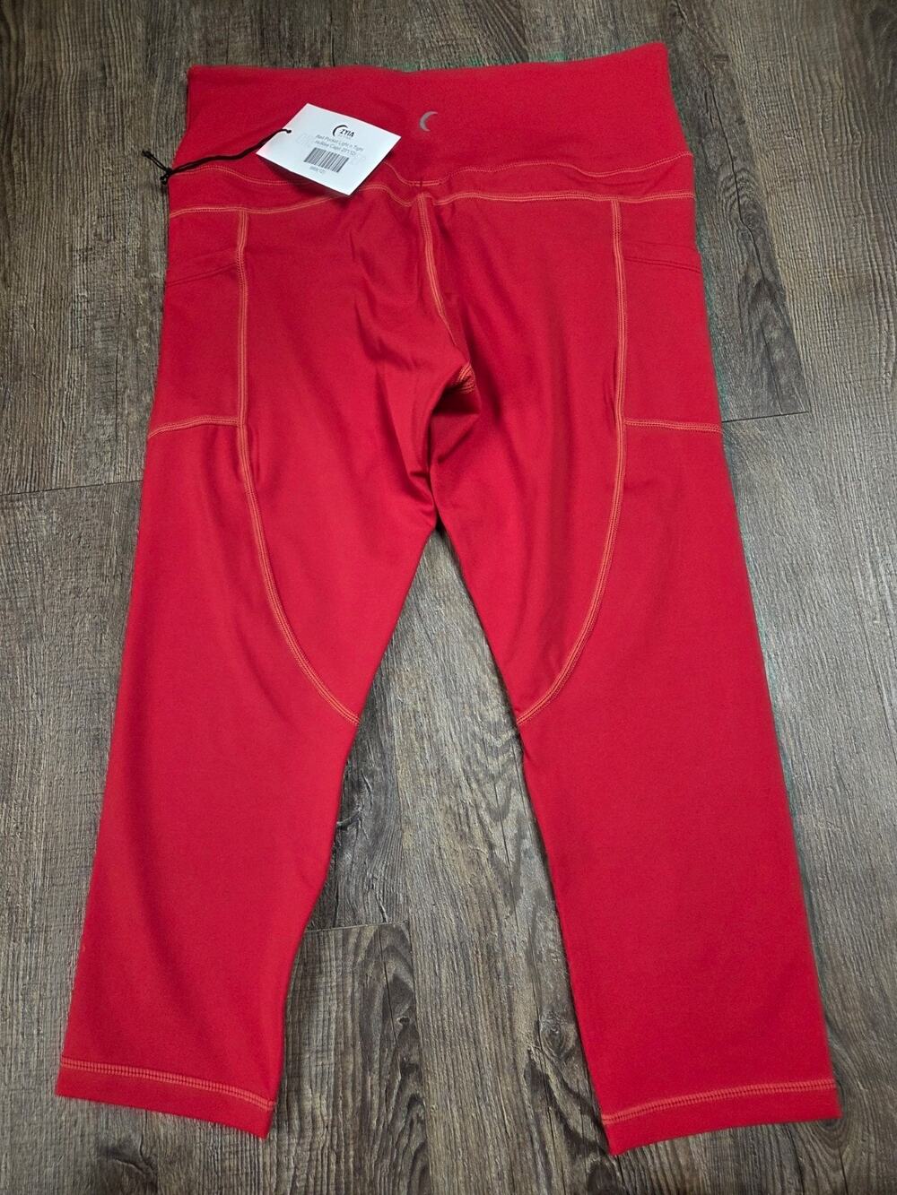 Zyia Active NWT Metallic Light N Tight Crop Leggings red Athletic Gym 12